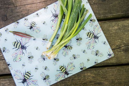 Bee Friendly Colourful Glass Worktop Saver / Chopping Board - UK printed